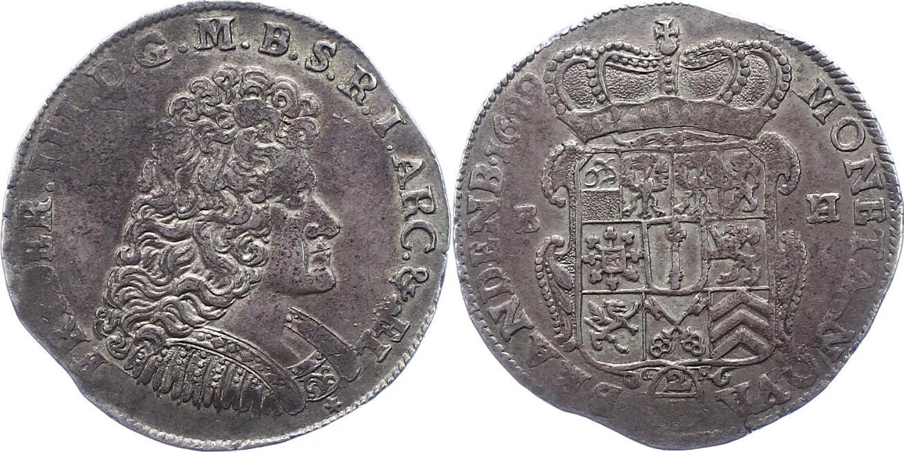 Brandenburg Preußen 2 3 Taler 1689 BH Friedrich III 1688 1701