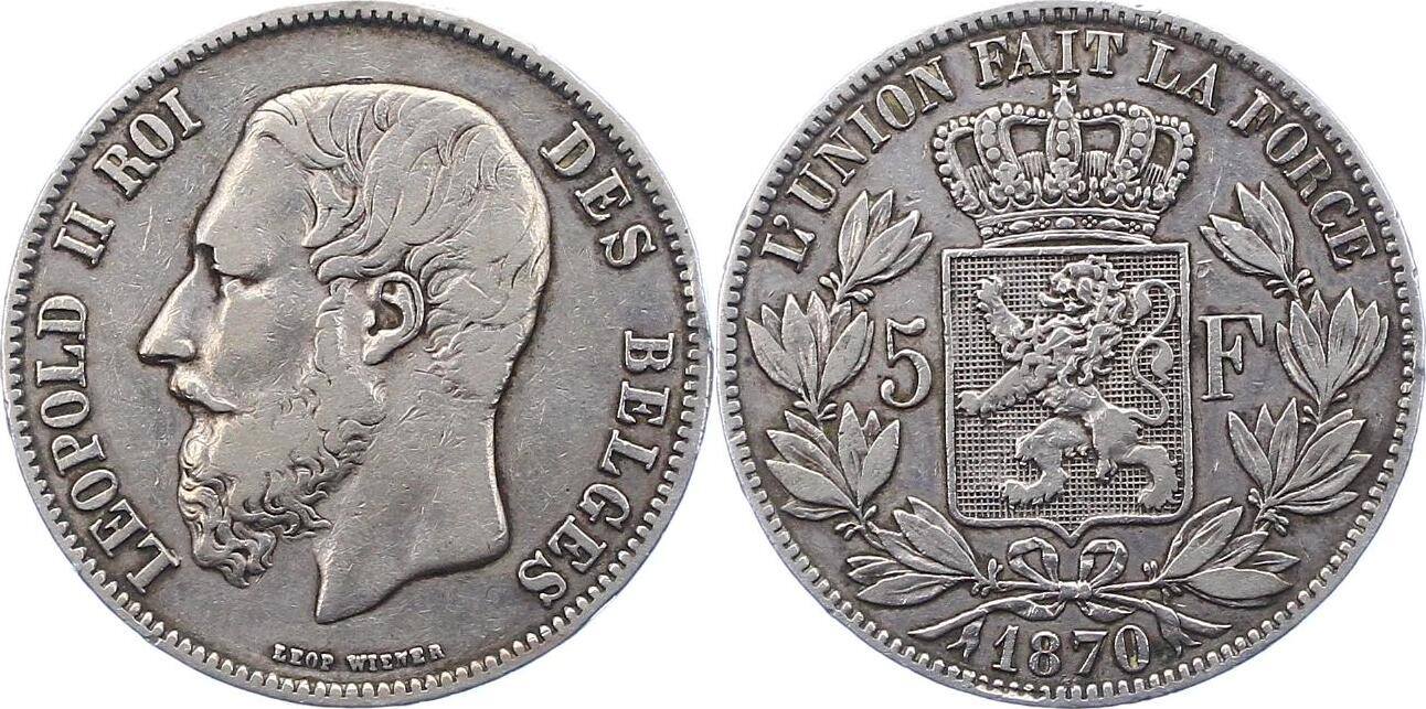 Belgien K Nigreich Francs Leopold Ii Sehr Sch N Ma