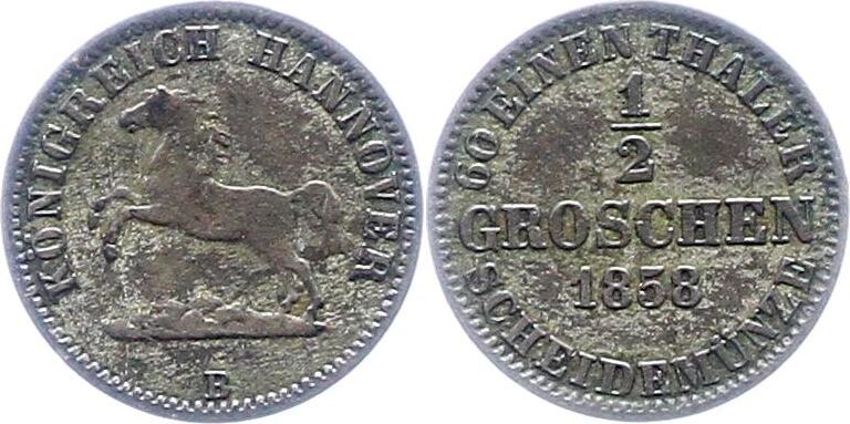 Braunschweig Calenberg Hannover 1 2 Groschen 1858 B Georg V 1851 1866