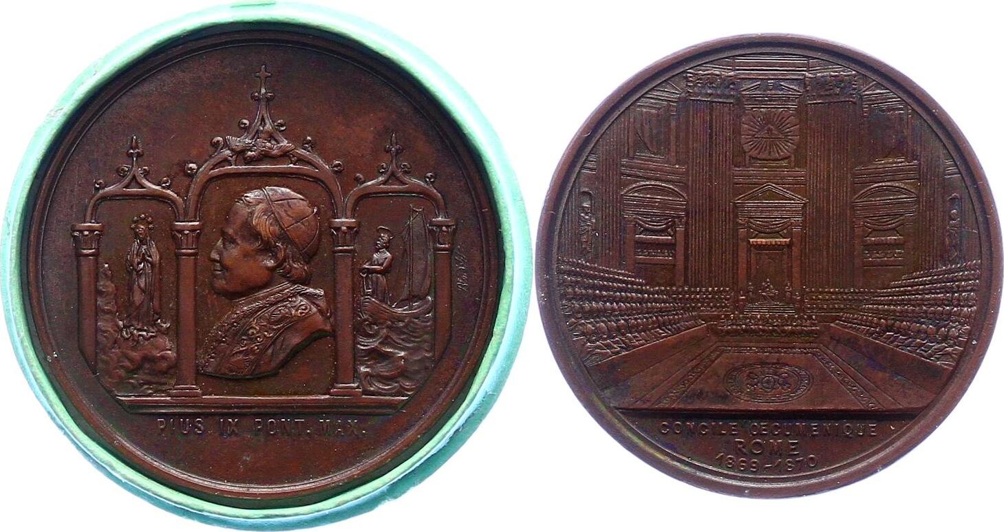 Italien Kirchenstaat Vatikan Bronzemedaille 1870 Pio IX 1846 1878 In