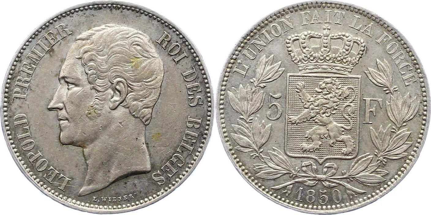 Belgien Königreich 5 Franc 1850 Leopold I 1830 1865 Winz Kratzer