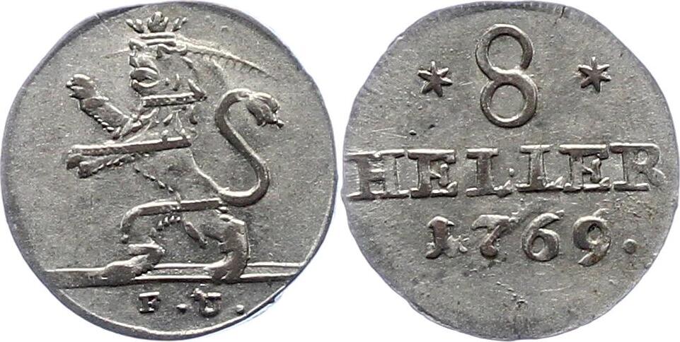 Hessen Kassel 8 Heller 1769 FU Friedrich II 1760 1785 Sehr schön