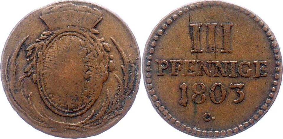 Sachsen Albertinische Linie 3 Pfennig 1803 C Friedrich August III 1763