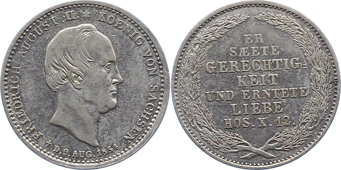 Sachsen Albertinische Linie 1 6 Sterbetaler 1854 Friedrich August II