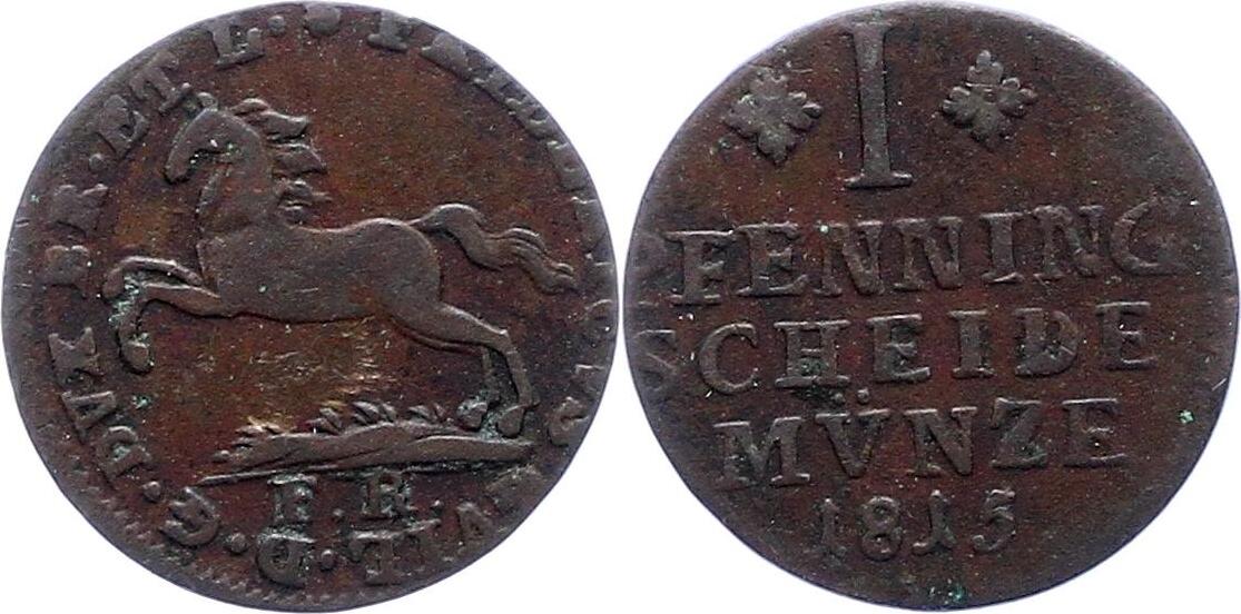 Braunschweig Wolfenbüttel 1 Pfennig Kupfer 1815 FR Friedrich Wilhelm