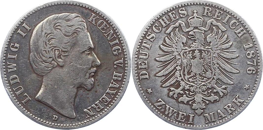 Bayern 2 Mark 1876 D Ludwig II 1864 1886 Winz Kratzer schön sehr