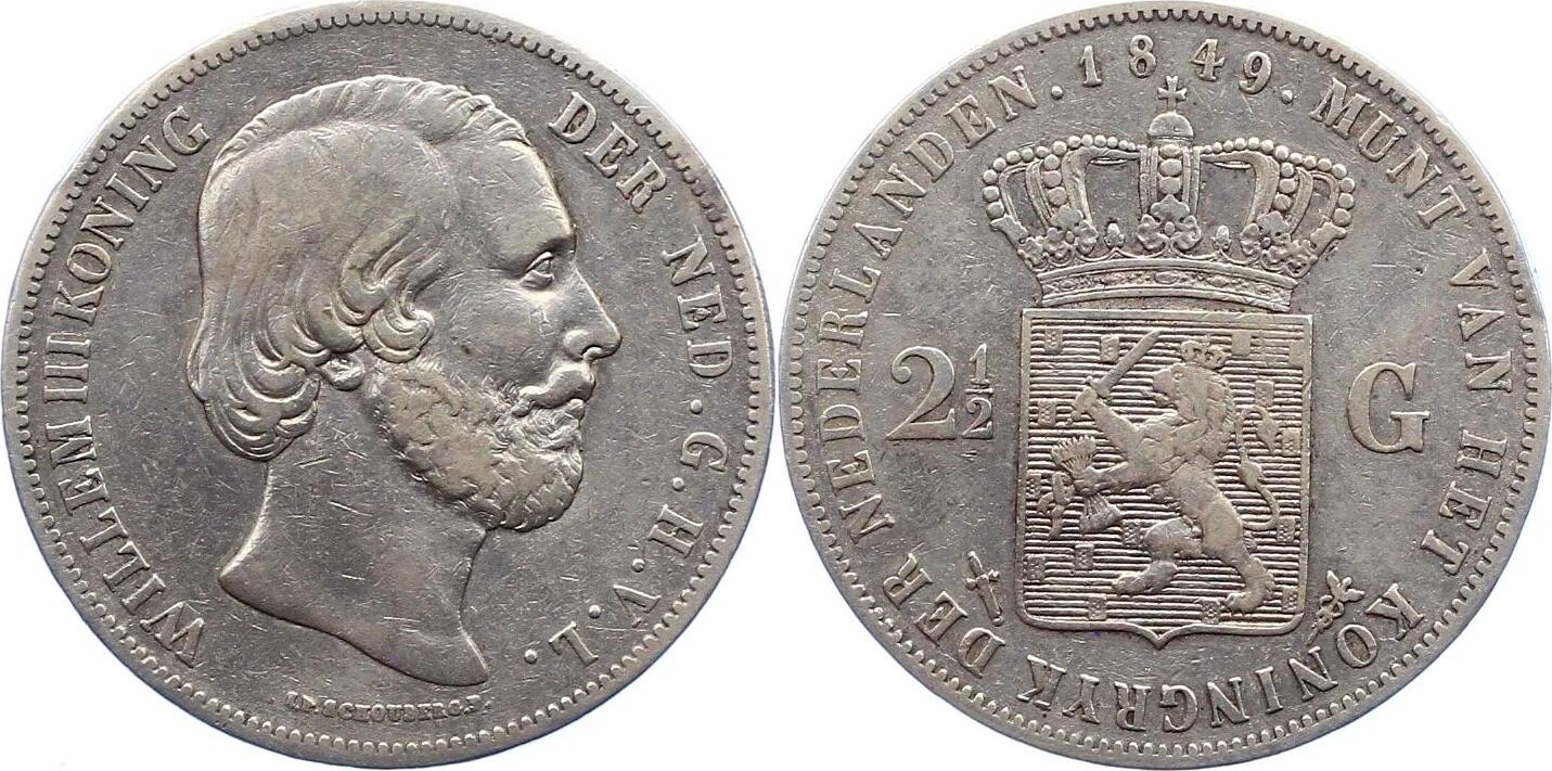 Niederlande Königreich 2 1 2 Gulden 1849 Wilhelm III 1849 1890 Fast