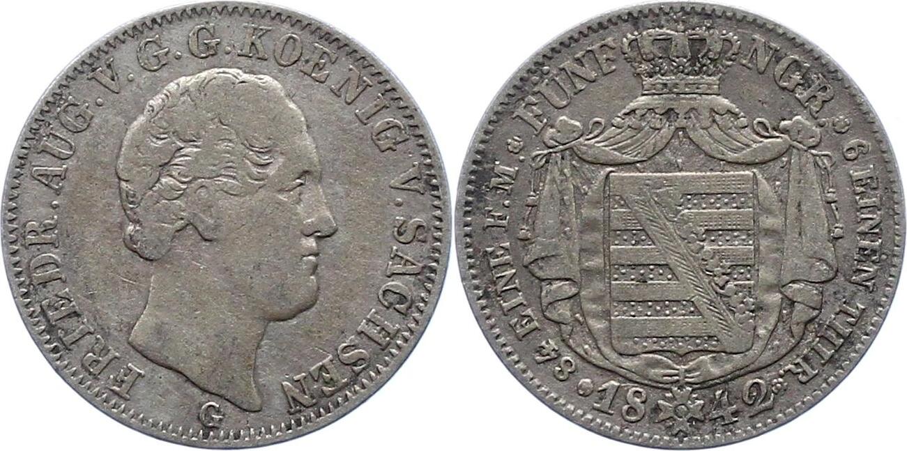 Sachsen Albertinische Linie 1 6 Taler 1842 G Friedrich August II 1836