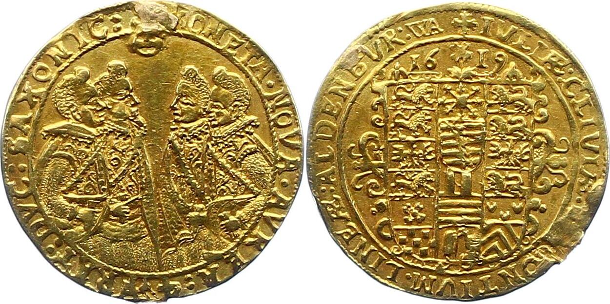 Sachsen Altenburg Dukat Gold 1619 Johann Philipp und seine drei Brüder