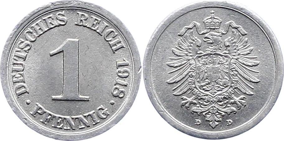 Kleinmünzen Pfennig Aluminium 1918 D Winz Randfehler vorzüglich