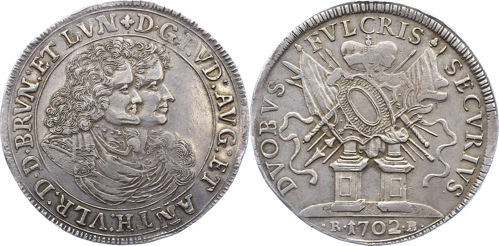 Braunschweig Wolfenbüttel Taler 1702 RB Rudolf August und Anton Ulrich