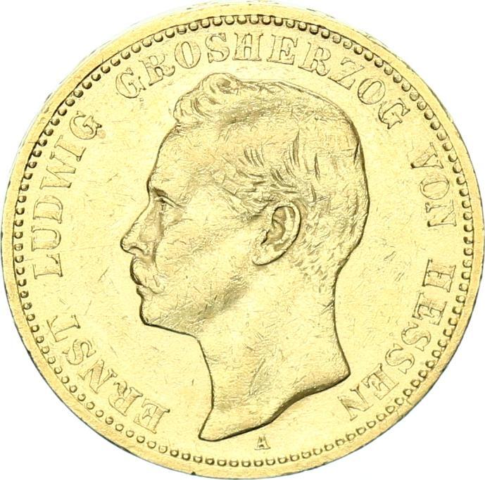 Hessen 20 Mark 1898 A Ernst Ludwig 1892 1918 sehr schön vorzüglich