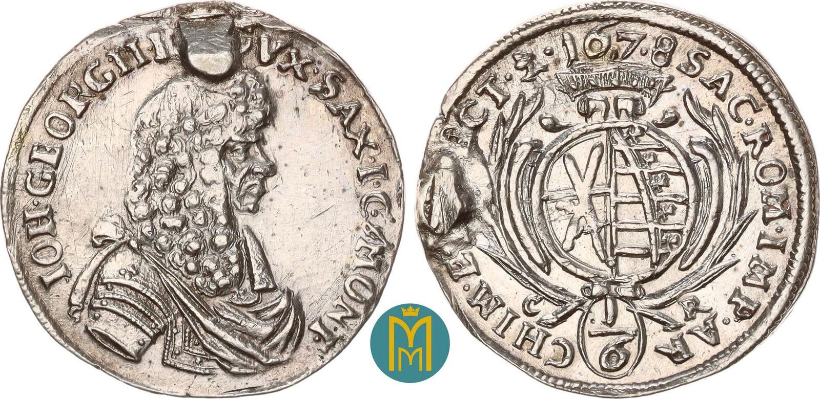 Sachsen Albertinische Linie 1 6 Taler 1678 CR Johann Georg II 1656