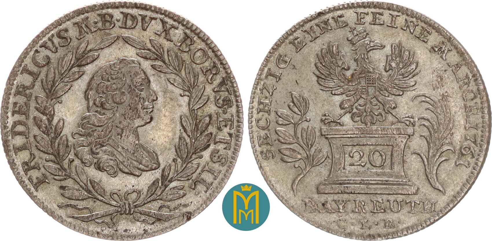 Brandenburg Bayreuth 20 Kreuzer 1761 Friedrich 1735 1763 vorzüglich