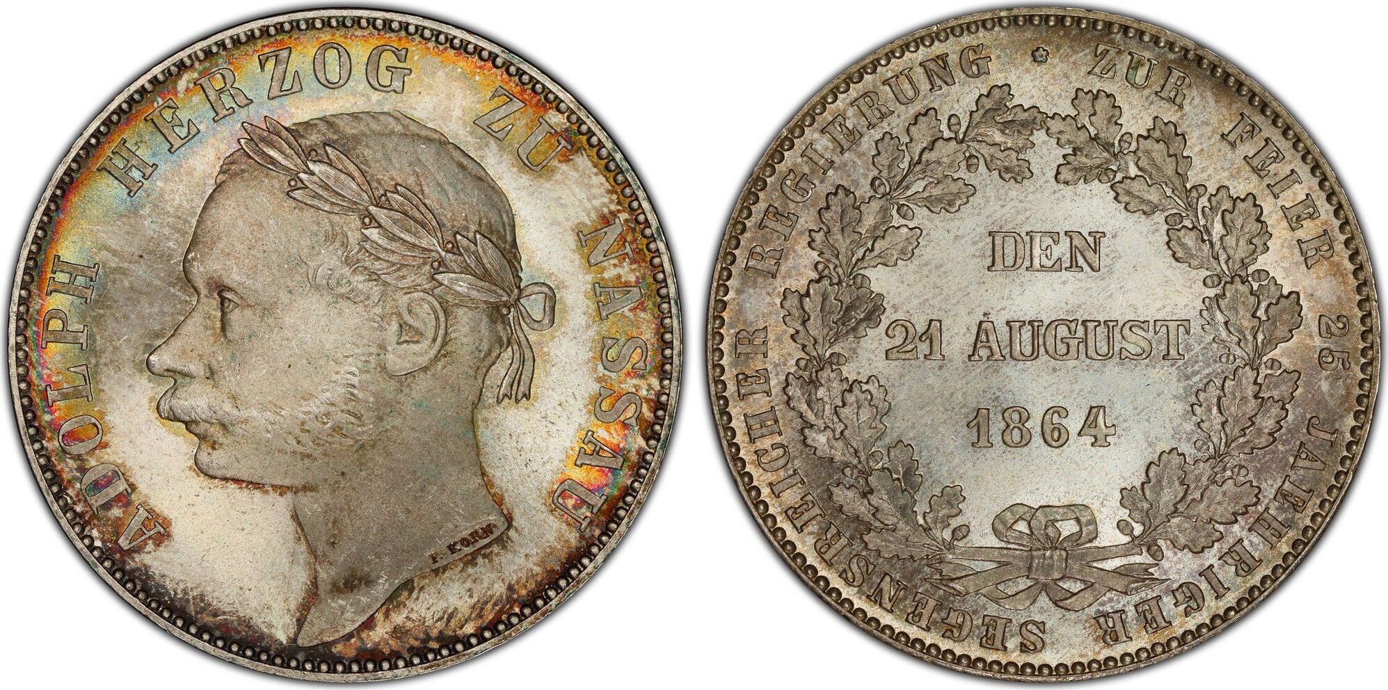 Nassau Thaler 1864 Adolph 1839 1866 MS67 MA Shops