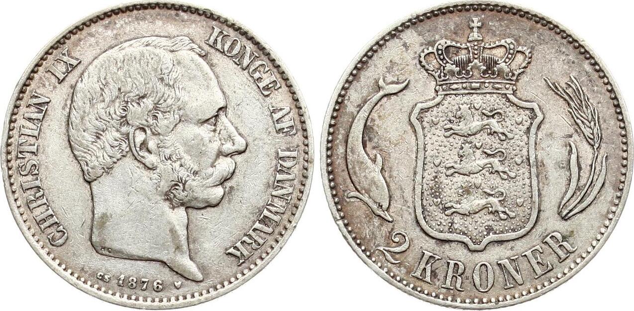 Dänemark 2 Kroner 1876 Christian IX ss vz MA Shops