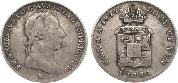 Österreich Haus Habsburg 1 4 Lira 1822 M Franz I für Lombardei