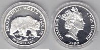Cook Islands 50$ 1990 Grizzly proof