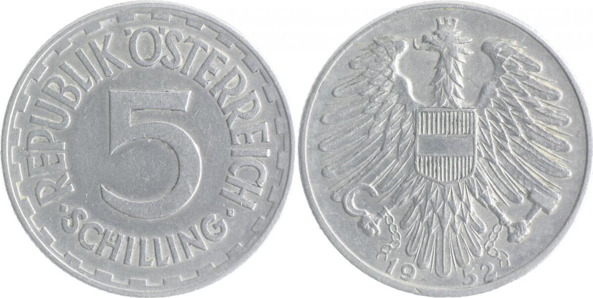 RDR Österreich 5 Schilling 1952 Zweite Republik seit 1945 ss vz MA