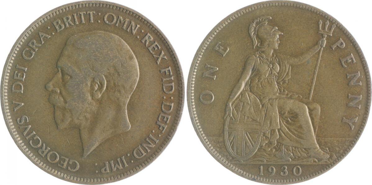 Großbritannien 1 Penny 1930 Georg V 1910 1936 ss MA Shops