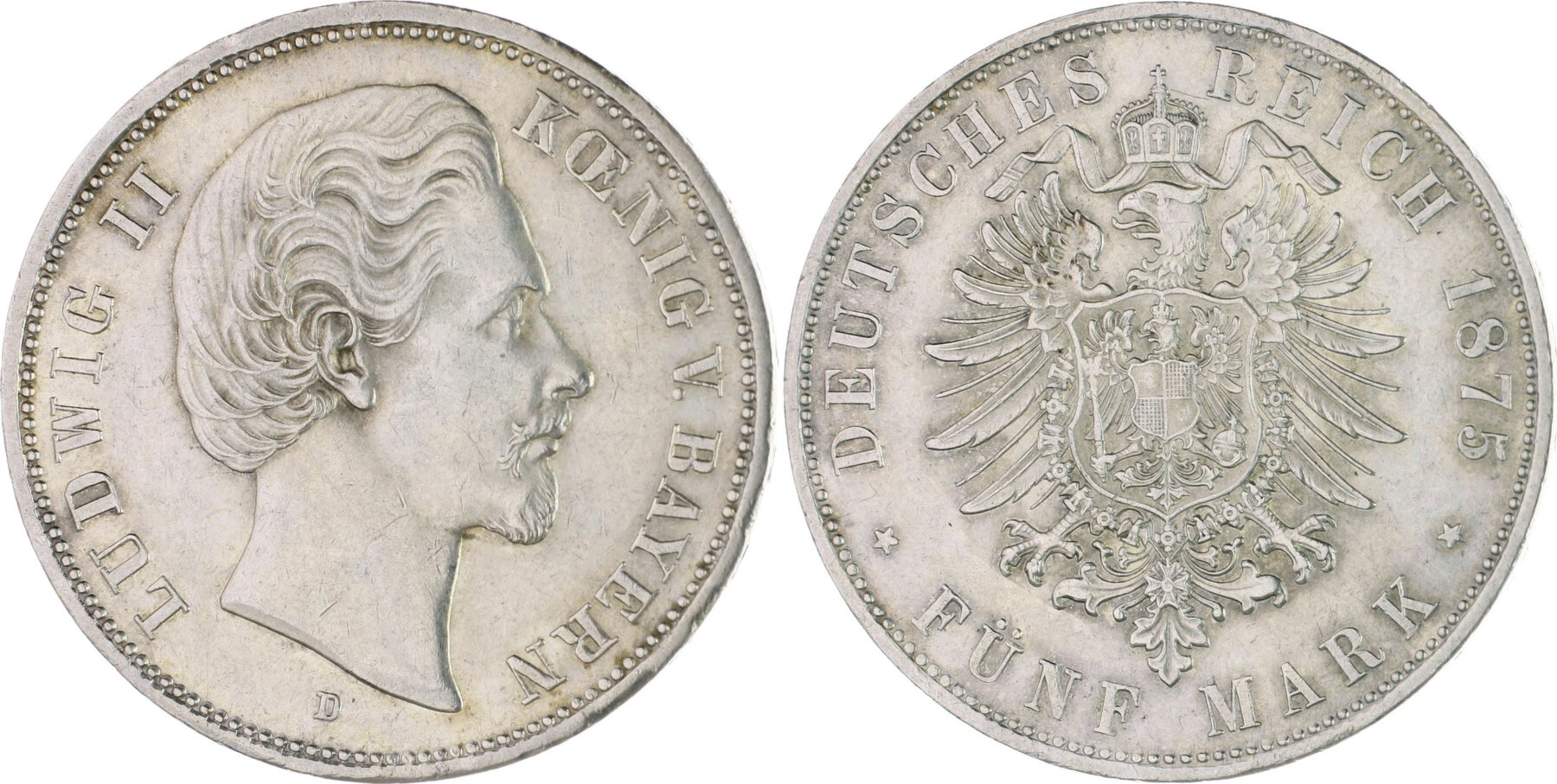 Bayern 5 Mark 1875 D Ludwig II 1864 1886 Gutes Vz MA Shops