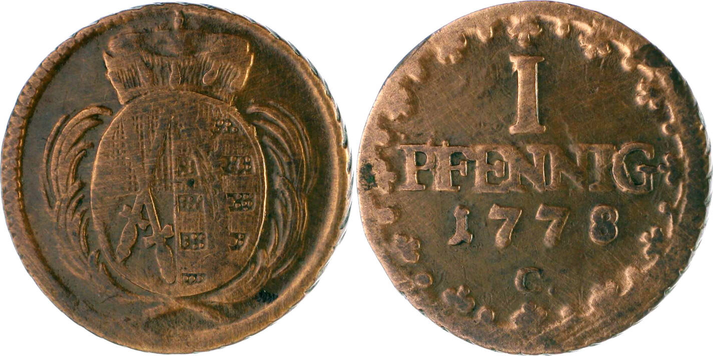 Sachsen Kurfürstentum 1 Pfennig 1778 C Friedrich August III der