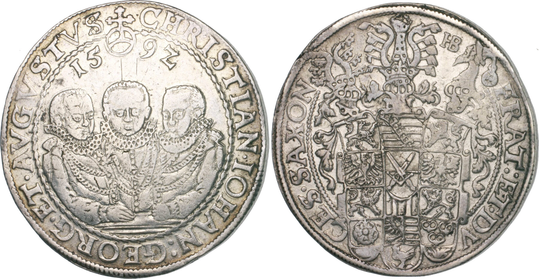 Sachsen Albertinische Linie Reichstaler 1592 HB Dresden Christian II