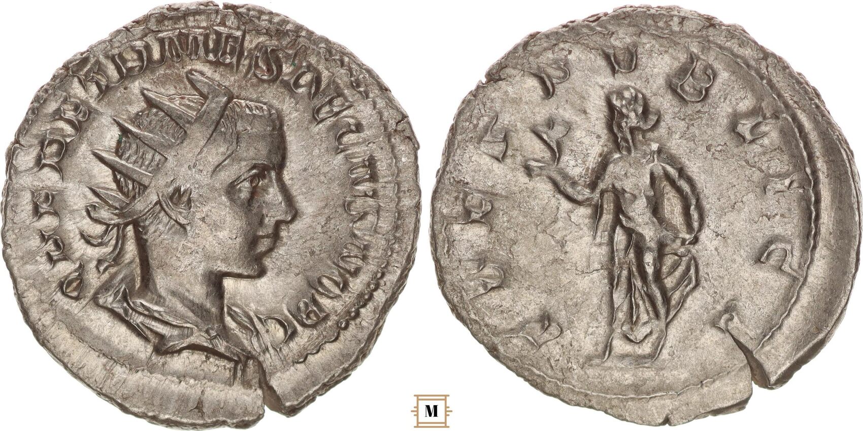 Roman Empire Ar Antoninianus Herennius Etruscus Spes Pvblica