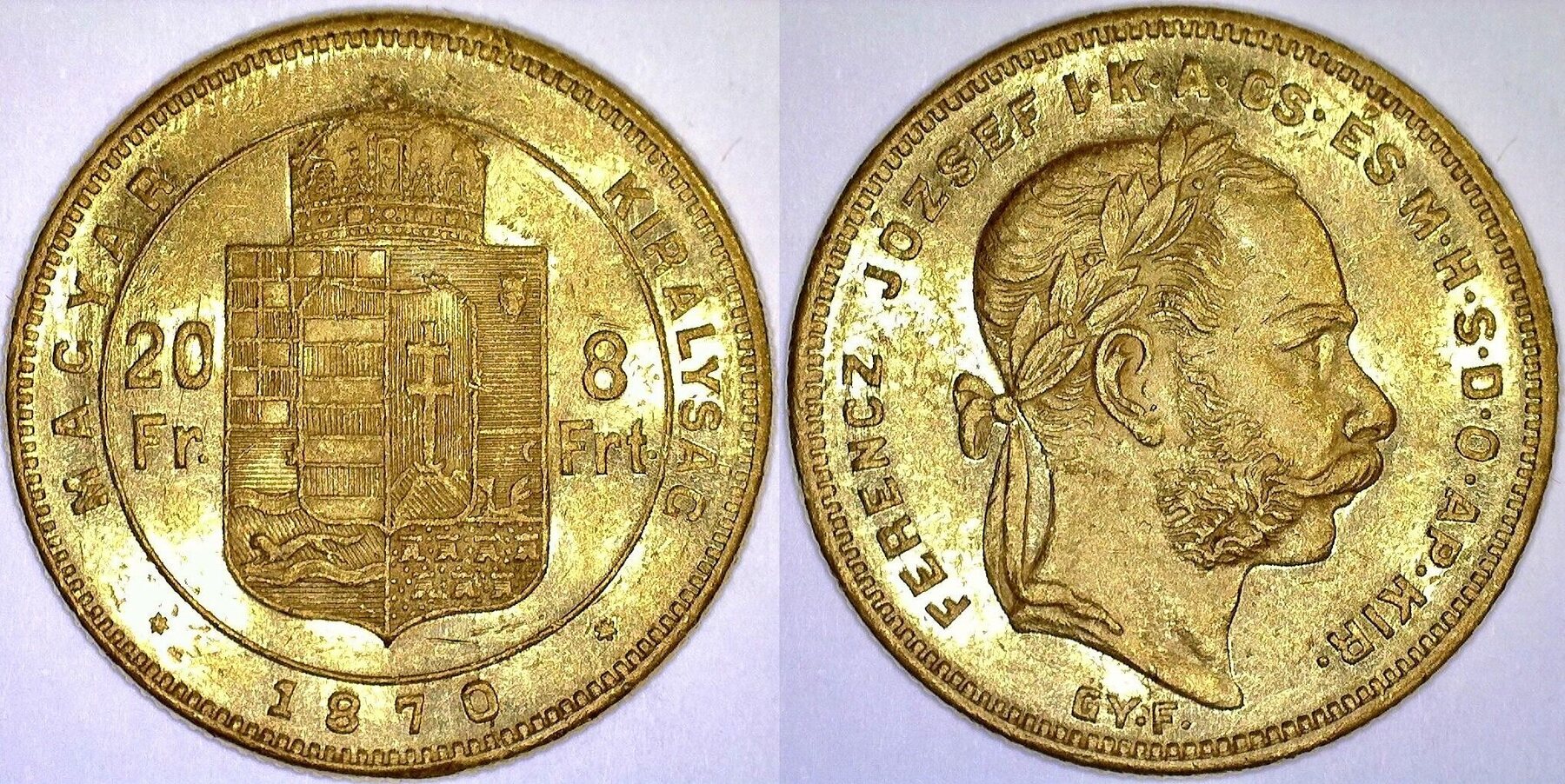 Sterreich Ungarn Forint Francs Gy F Franz Joseph I Ss Ma