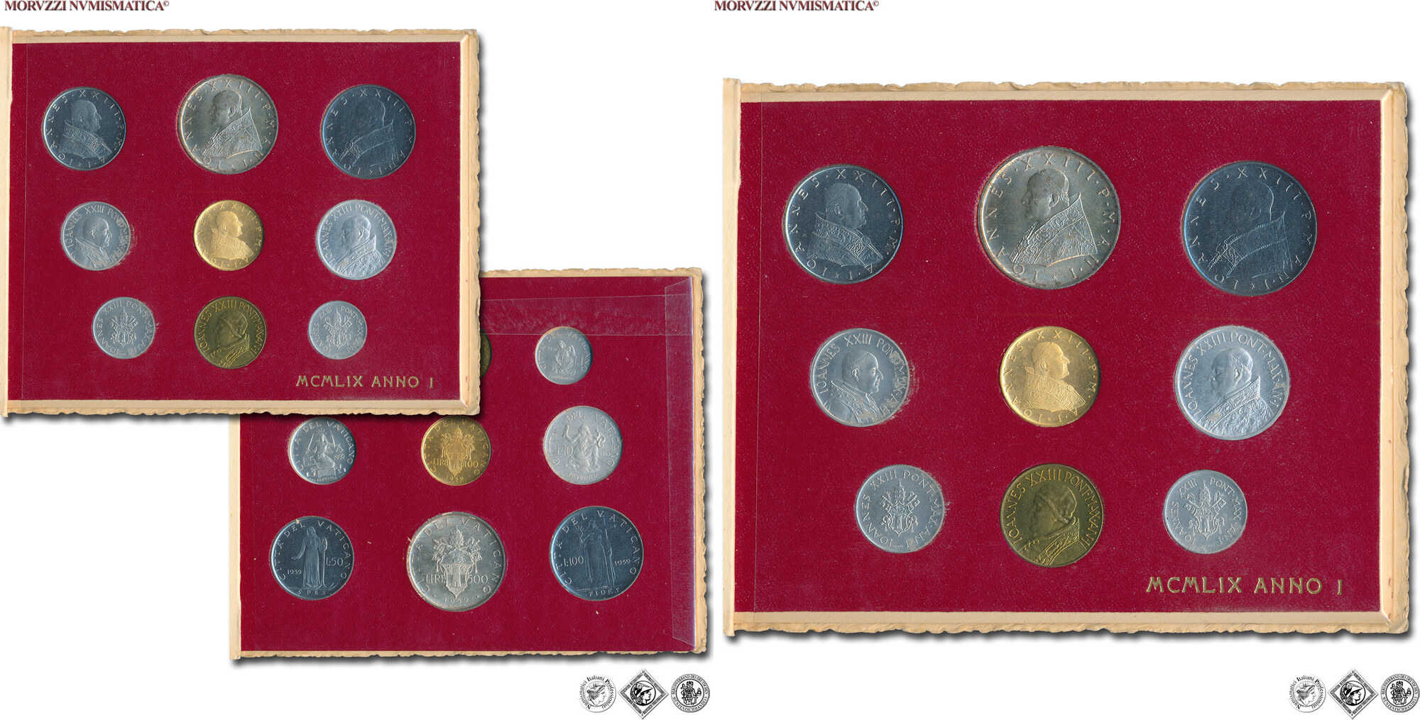 Vatican City State Vatikanstadt Set Of 9 Coins 100 Lire In Gold