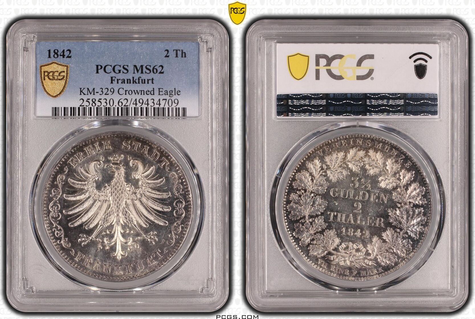 Frankfurt Stadt Doppeltaler Thaler Pcgs Ms Ma Shops