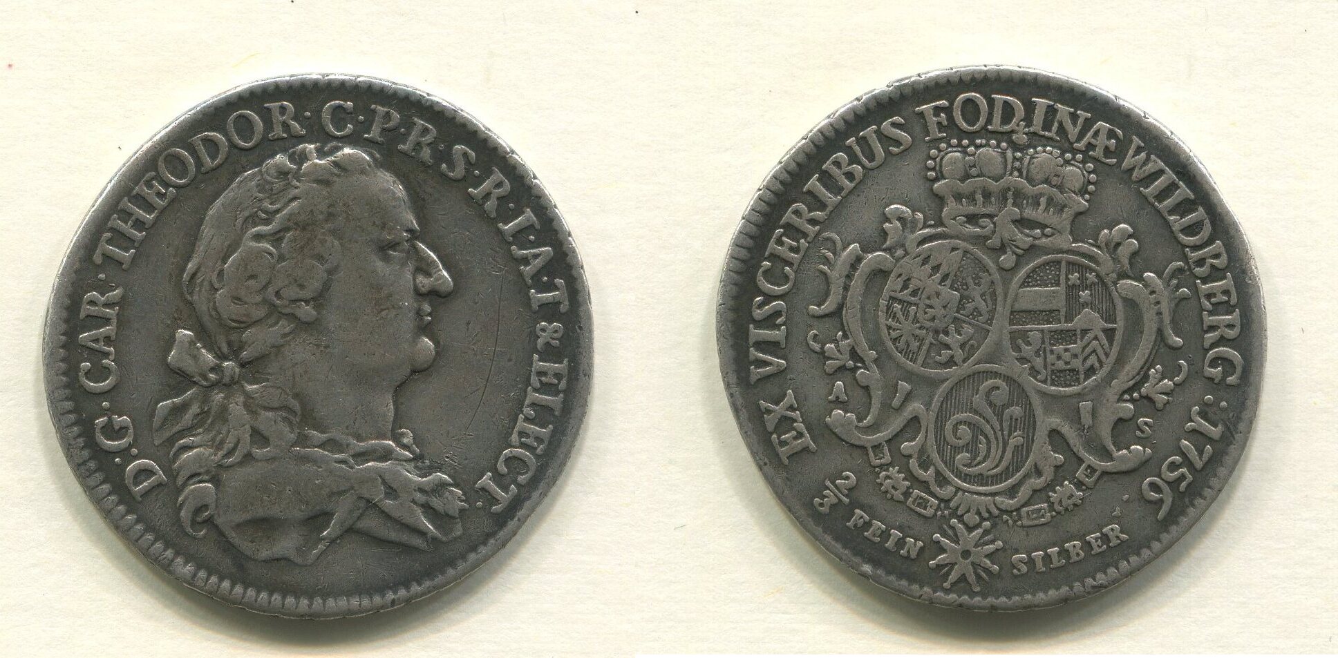 Pfalz Kurlinie 2 3 Taler 1756AS Karl Theodor 1743 1799 Ss MA Shops