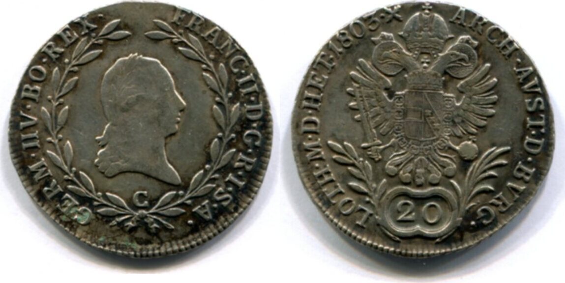 RDR Österreich 20 Kreuzer 1803C Franf II I 1792 1806 1835 ss vz