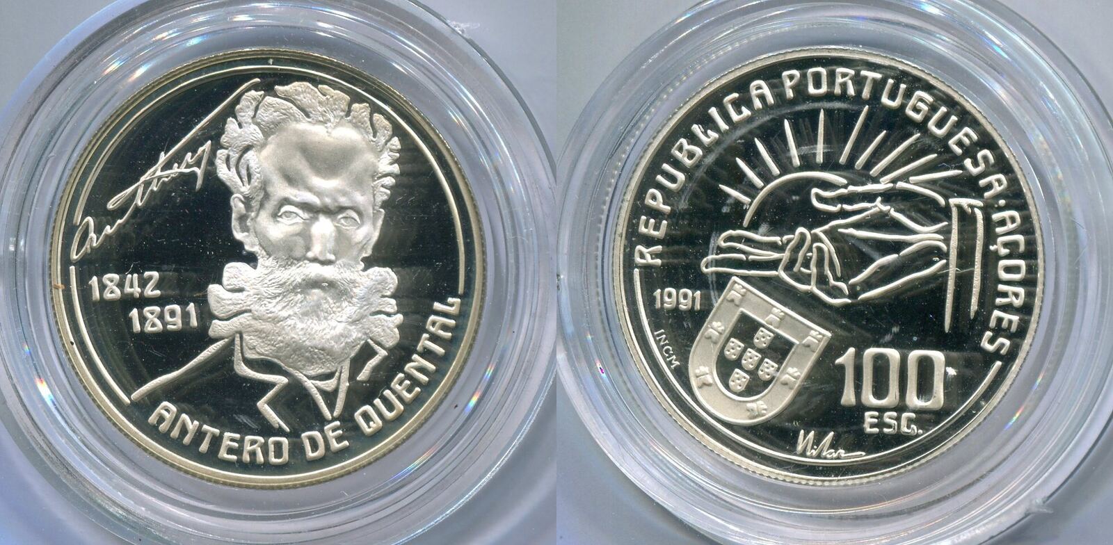 Portugal Azoren 100 Escudos 1991 Antero De Quental PP MA Shops