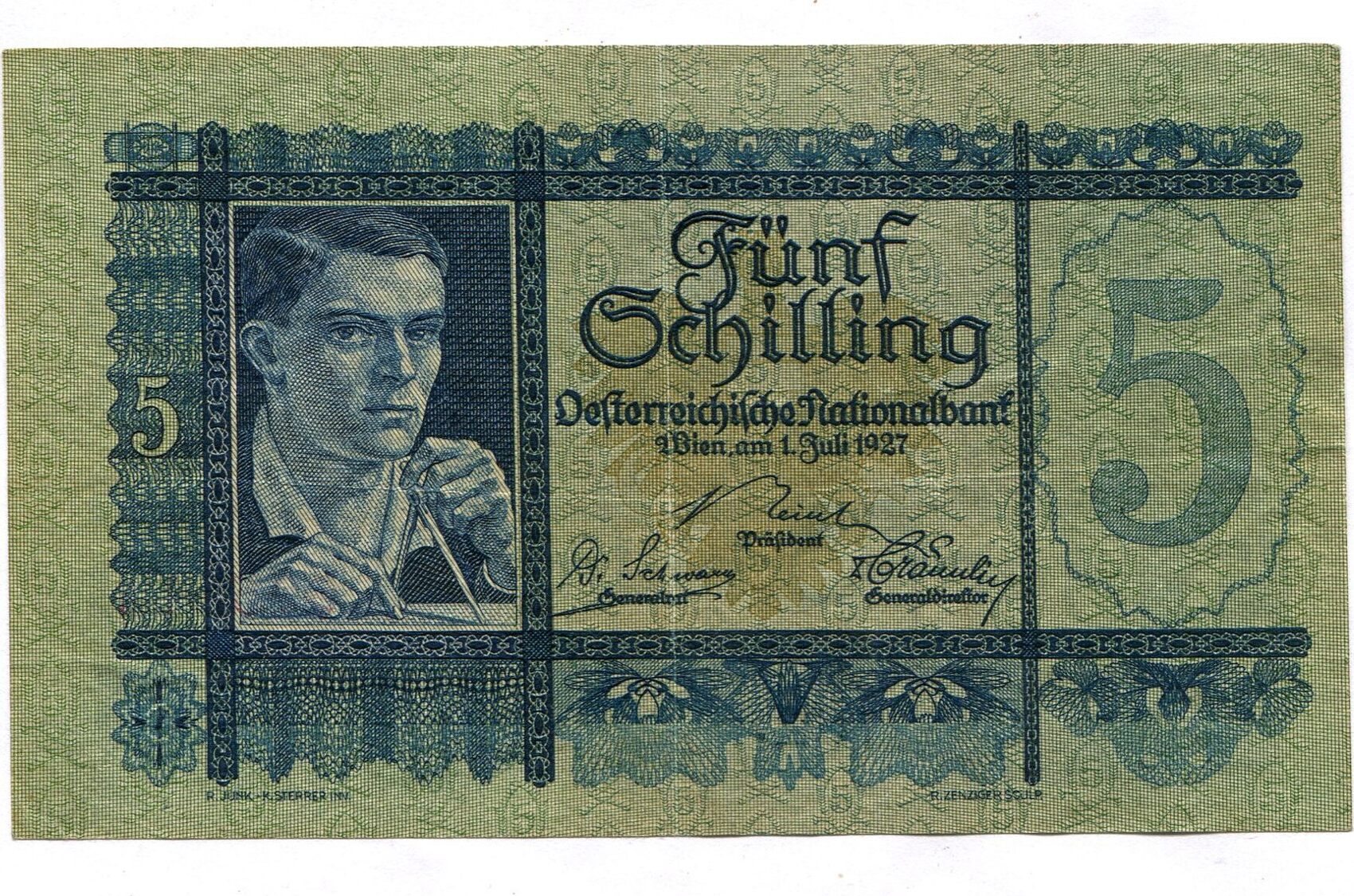 Österreich 5 Schilling 1927 III MA Shops