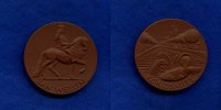 Düsseldorf, Porzellan-Medaille, Königsallee u.Jan Wellem,