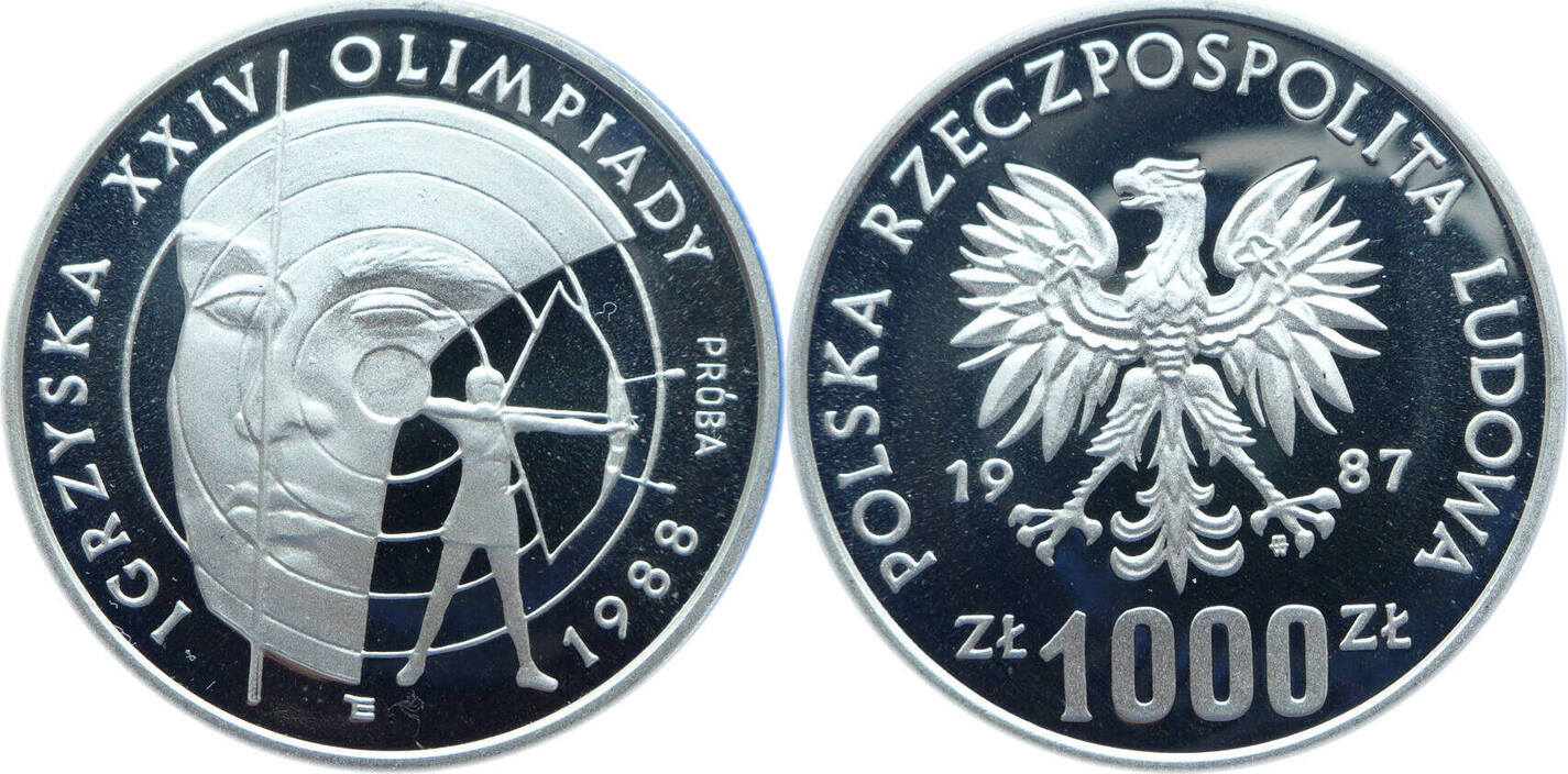 Polen 1000 Zloty Probe 1987 Olympische Spiele 1988 In Seoul