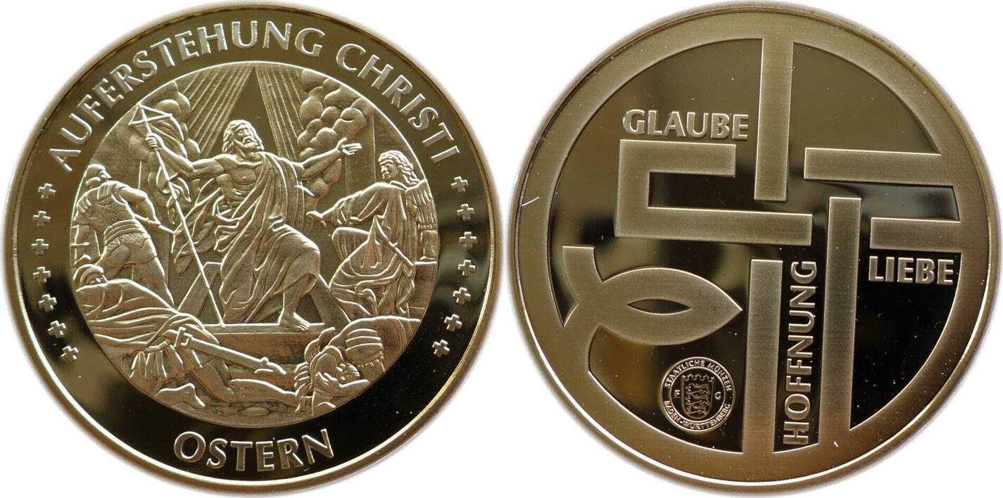 Deutschland Medaille Ostern Der Christliche Glaube In Kupfer