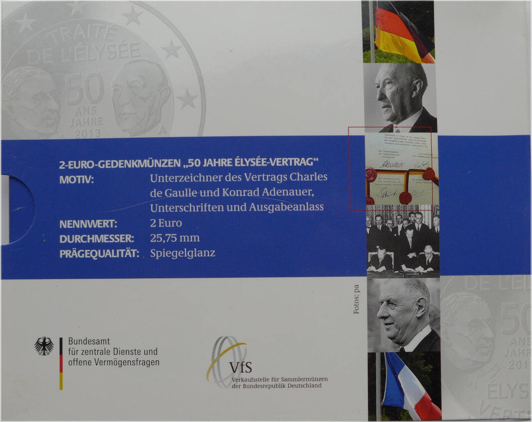 Bundesrepublik Deutschland 5 x 2 Euro 2013 A J Gedenkmünzenset 50 Jahre