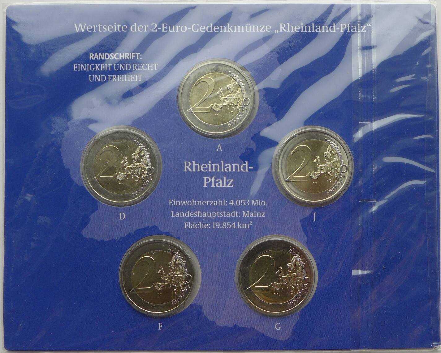 Bundesrepublik Deutschland 5 x 2 Euro 2017 A J Gedenkmünzenset