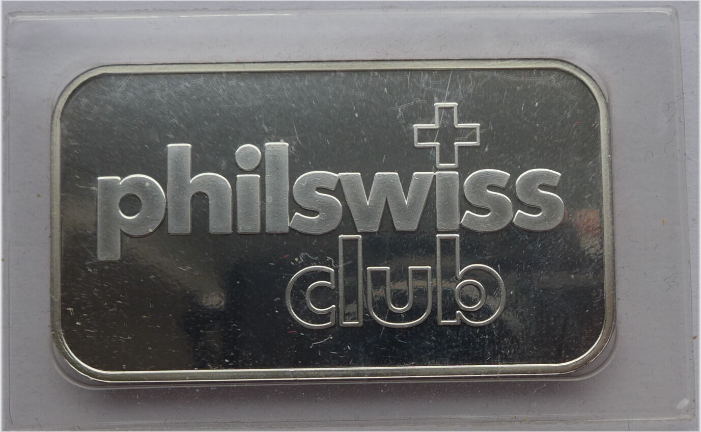 Schweiz Silberbarren Argor Heraeus Philswiss Club 1 Oz Silber PP