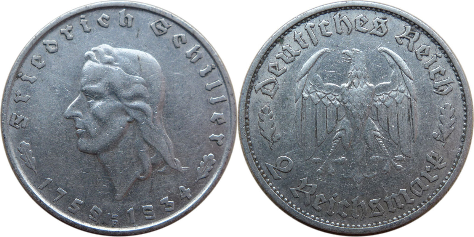 Drittes Reich 2 Reichsmark 1934 F Zum 175 Geburtstag Von Friedrich Von