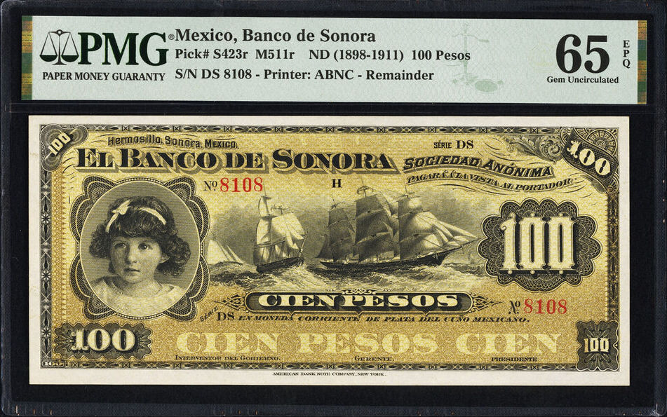 Mexico Banco De Sonoro Pesos P S R Gem Unc Pmg