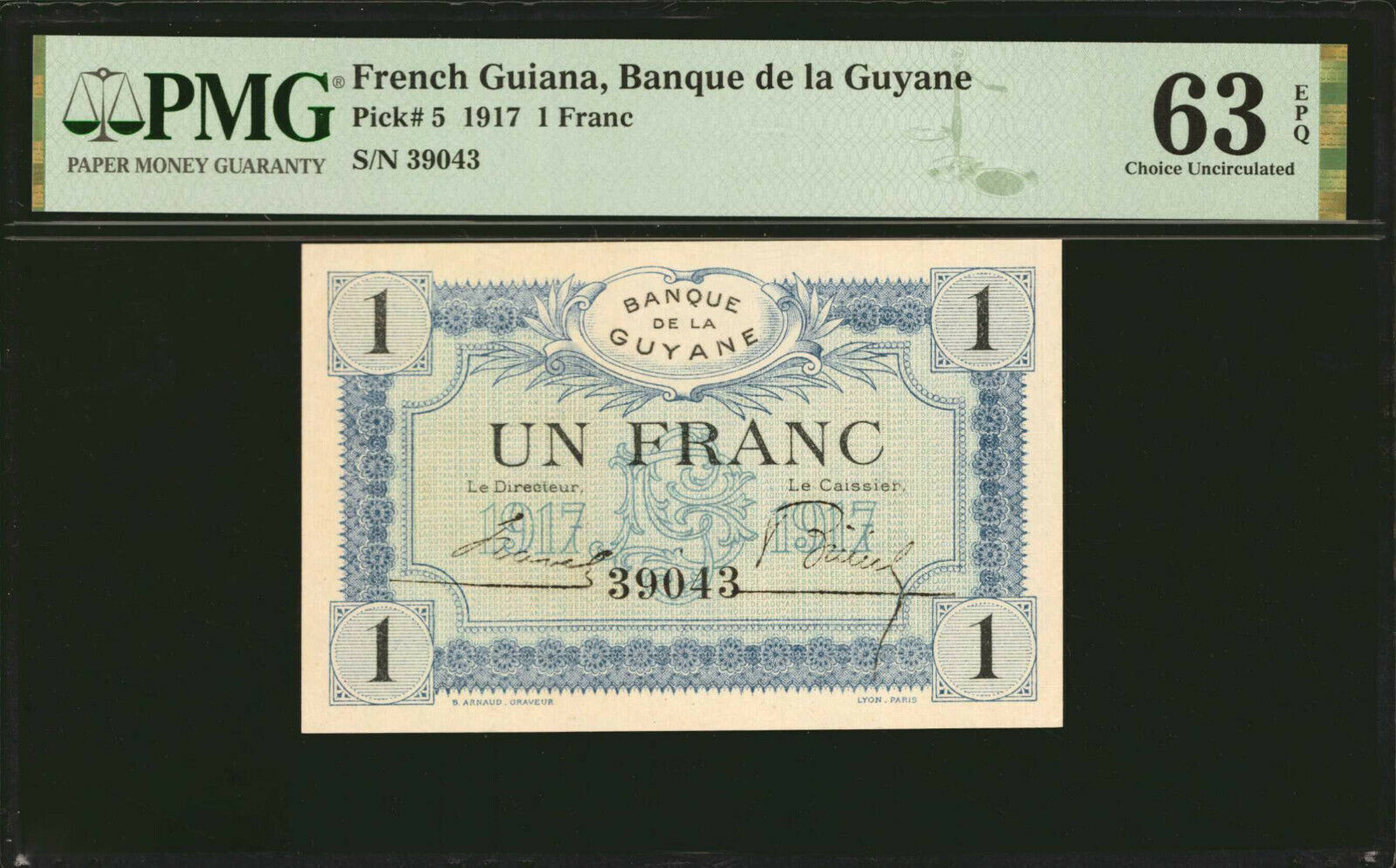 Franc French Guiana One Pick Choice Unc Pmg Epq Ma Shops