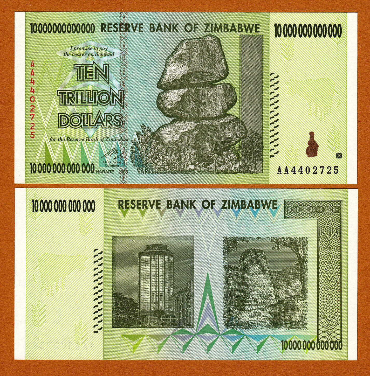 Zimbabwe Trillion Prefix Aa Pick Unc Unz