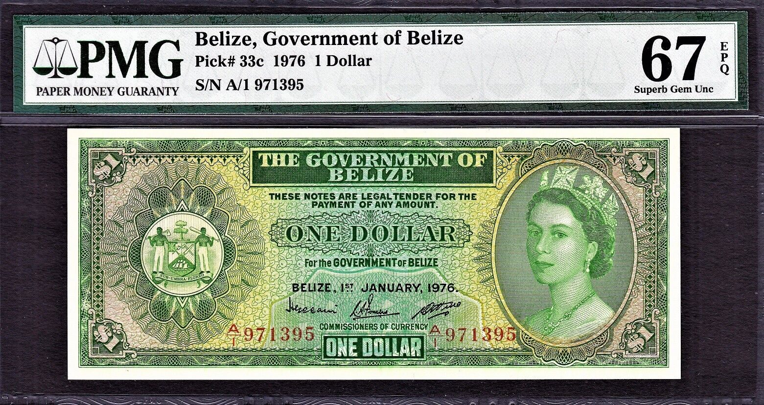 One Dollar Belize Qeii Pick C Superb Gem Unc Pmg Epq Highest