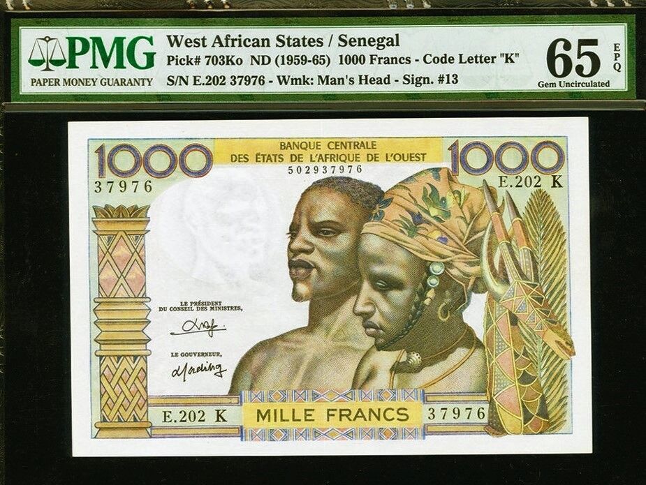 Francs West African States Senegal Pick Ko Gem Unc