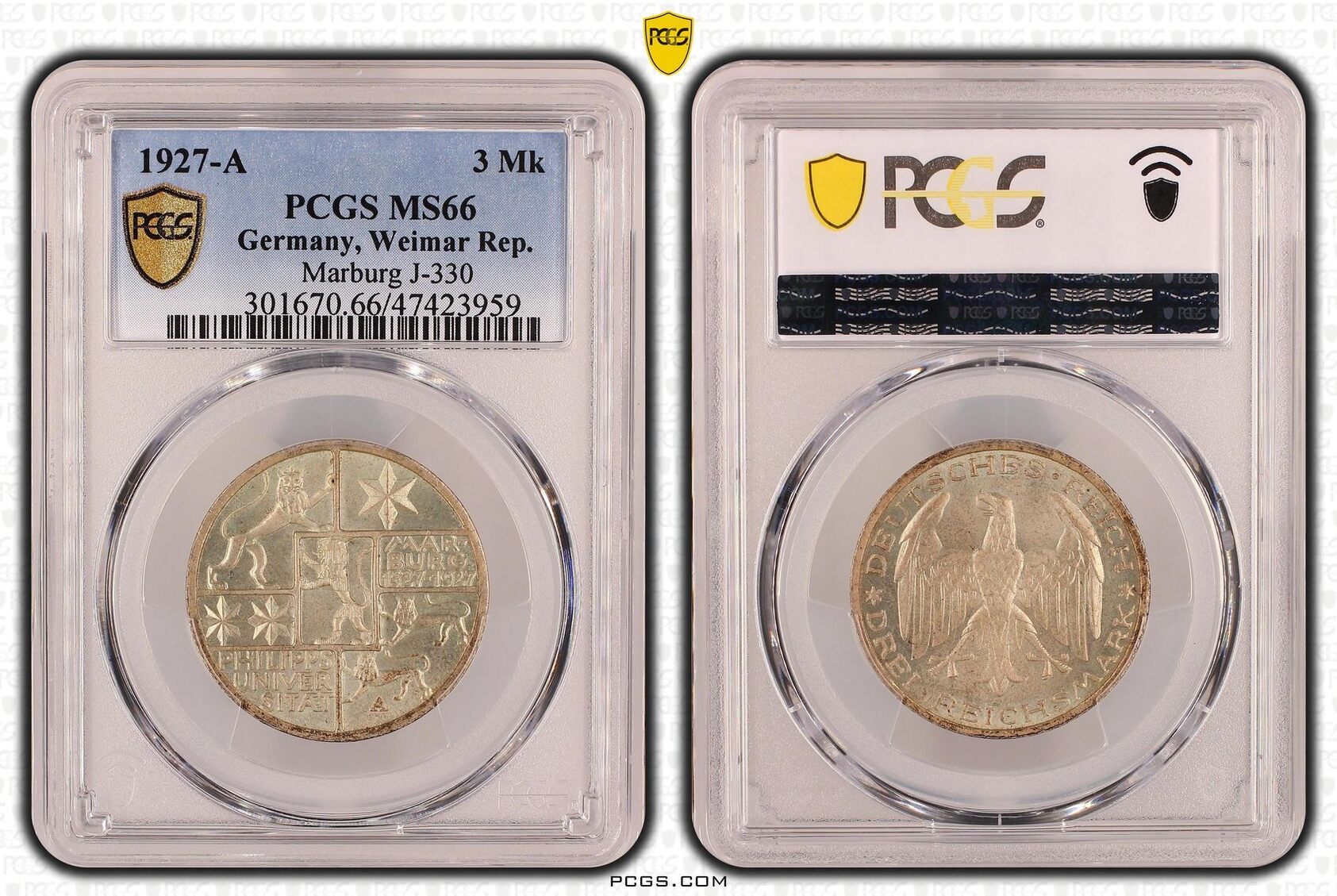 Weimarer Republik Reichsmark A Uni Marburg Prachtexemplar Pcgs