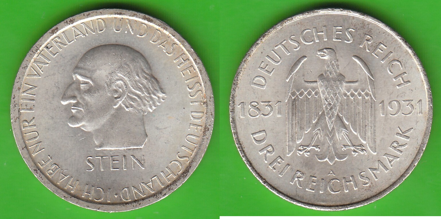 Weimarer Republik Reichsmark Freiherr Vom Stein Sehr H Bsch Vz