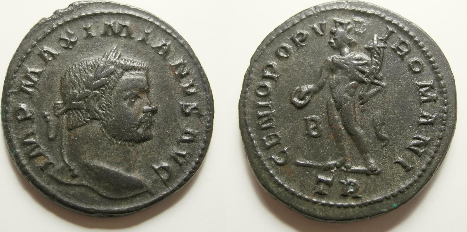 Roman Empire Follis Maximianus I Herculius Trier Mint Good Vf